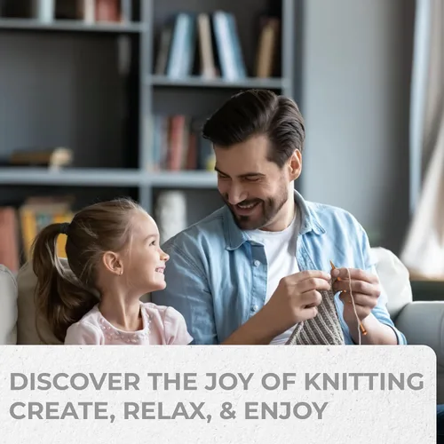Vista 5 de Kits de tejido para principiantes y adultos – Kit de tejer sombrero práctico y fácil de usar con hilo, agujas de tejer de bambú, pompón sintético