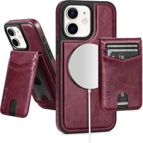 Vista 40 de SkyEagle - Funda tipo cartera compatible con MagSafe para iPhone 11, color negro Detachable Magnetic Credit Card Holder,RFID Blocking,PU