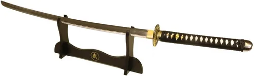 Vista 4 de Vulcan Gear Espada Katana Samurai japonesa clásica hecha a mano con vaina y soporte de madera de una sola espada, estilo elige tu mango (Tsuba)