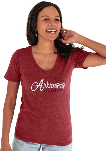 Vista 45 de Blue 84 NCAA - Camiseta de triple mezcla con cuello en V para mujer