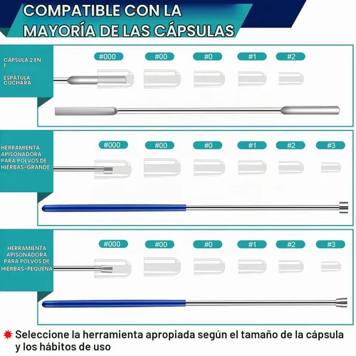 Vista 4 de Kits de máquina de llenado de cápsulas de 8 piezas para relleno de cápsulas de píldoras vacías, suministros para el hogar y laboratorio - Espátula