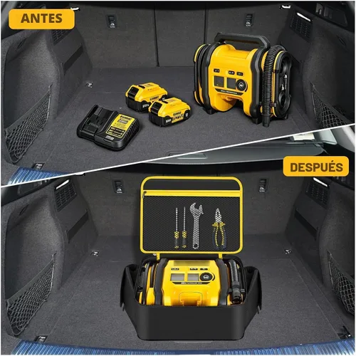 Vista 5 de Bolsa de compresor de aire compatible con el inflador de neumáticos DEWALT 20V Max (DCC020IB), funda de inflador portátil compatible