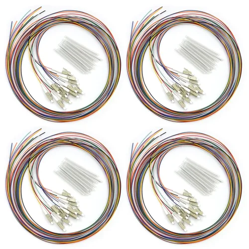 Vista 15 de 6 hilos multimodo OM1 62.5/125 ST-UPC fibra coleta, ST OM1 fibra óptica coleta, incluye 6 mangas de protección de fibra óptica de empalme de fusión