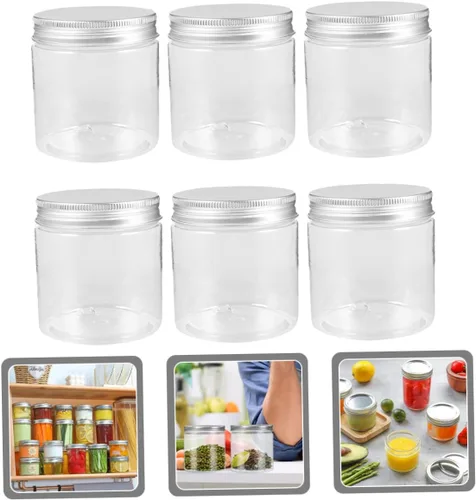 Vista 8 de Angoily Paquete de 6 tarros transparentes de 8 onzas con tapas, tarros de almacenamiento vacíos, tarros de boca regular, tarros de ensalada, tarros