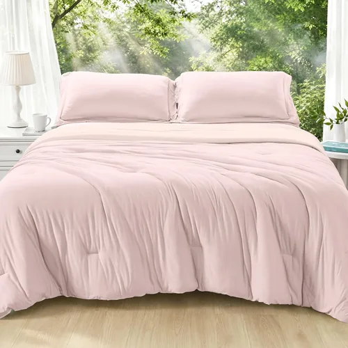 Vista 11 de MUXHOMO Juego de edredón beige tamaño individual/individual XL, ropa de cama alternativa ultrasuave para todas las estaciones. El juego de cama