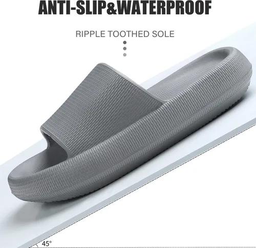 Vista 5 de Sandalias Cloud Slides para mujeres y hombres de secado rápido, antideslizantes, suela gruesa y suave, pantuflas de ducha para interiores