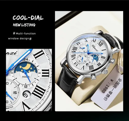 Vista 6 de FANMIS Reloj analógico deportivo militar multifuncional clásico para hombre, vestido de negocios, impermeable, cronógrafo luminoso, cielo