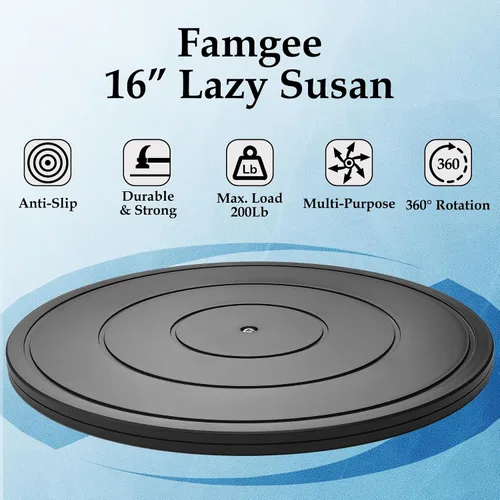 Vista 2 de Lazy Susan - Soporte giratorio de 16 pulgadas con rodamientos de bolas de acero para monitores de pantalla plana, computadora, TV, altavoces
