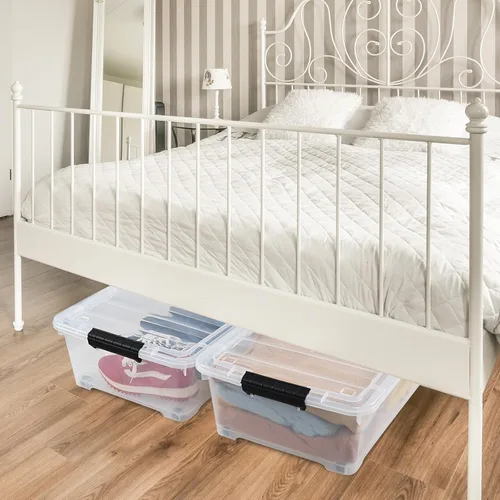 Vista 5 de Kiddream Paquete de 3 cajas de almacenamiento con ruedas de 20 cuartos de galón, contenedor de almacenamiento de plástico transparente debajo