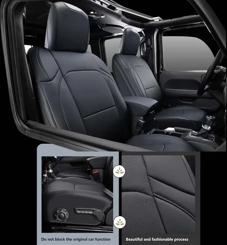 Vista 3 de Fundas de Asientos de Automóvil de Ajuste Personalizado para Jeep Gladiator 2020-2025 con Cuero Impermeable y Compatible con Airbag, Protector