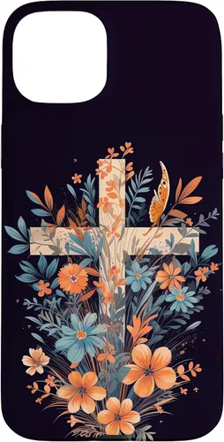 Vista 9 de Boho Floral Christian Cross Jesus God Wild Flower Women Case for iPhone 16