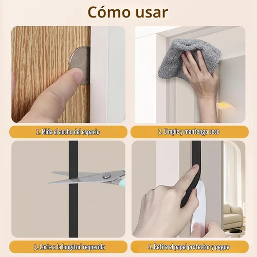 Vista 7 de Cinta de sellado de espuma EVA, 1 pulgada de ancho x 1/4 pulgada de grosor, cinta adhesiva para puertas y ventanas, bloqueador de corrientes de Negro