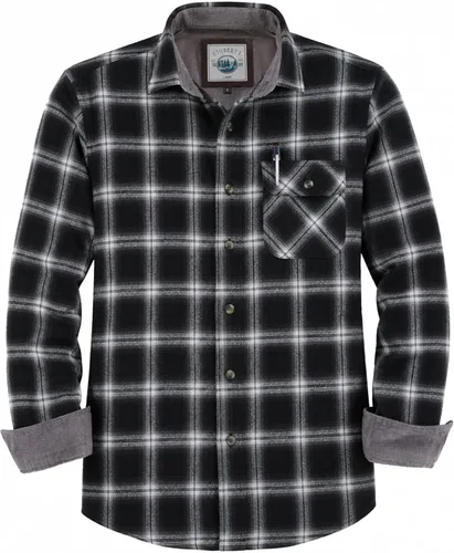 Vista 43 de Gioberti - Camisa a cuadros de franela cepillada de 100% algodón para hombre con contraste de pana Carbón vegetal