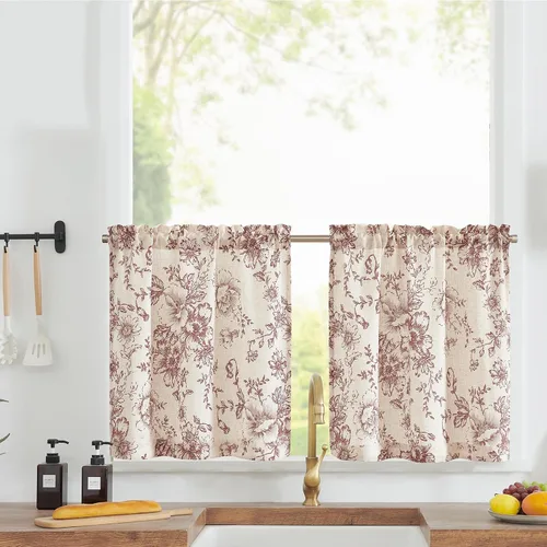 Vista 59 de Jinchan - Cortinas de lino texturizado para cocina, 24 pulgadas, natural, 2 paneles Mezcla de lino beige natural
