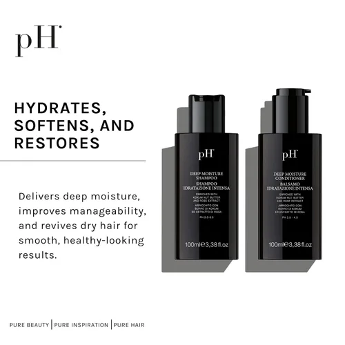 Vista 6 de pH PURE HAIR Juego de champú y acondicionador de humedad profunda, champú y acondicionador hidratante e hidratante, cabello seco, enriquecido