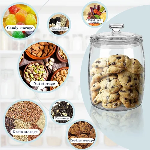 Vista 2 de Ritayedet Tarros de vidrio de medio galón con tapa, juego de 2 tarros de galletas de boca ancha, tarro de boticario para dulces, recipientes