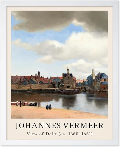 Vista 20 de Poster Master Póster vintage Johannes Vermeer – Impresión de pintura de vista retro de Delft – Vista del arte de Delft – Regalo para hombres
