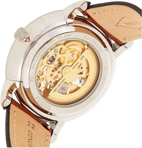 Vista 4 de Fossil Neutra - Reloj automático para hombre, tamaño de caja de 1.732in, movimiento automático, correa de cuero, plata, correa, plateado, Correa
