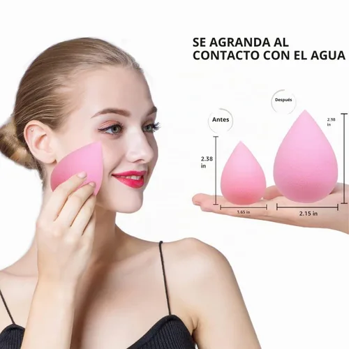 Vista 3 de Juego de 6 esponjas de maquillaje – Esponja suave de belleza para base, crema y polvo (rosa claro)