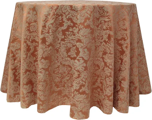Vista 4 de Ultimate Textile Miranda - Mantel redondo de damasco (114 pulgadas), color burdeos