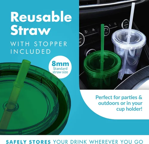 Vista 5 de Vaso portátil de doble capa Eco To Go,20 oz. de capacidad, Verde