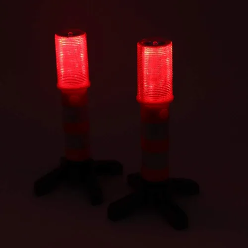 Vista 6 de Aolyty 2 luces LED de emergencia en carretera intermitentes rojo baliza de seguridad estroboscópica luz de advertencia de carretera Base magnética