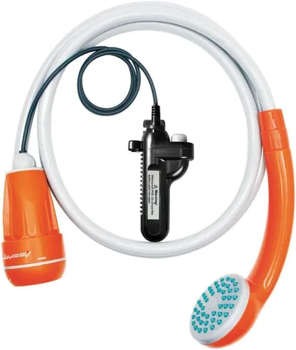 Vista 2 de 2019 Ducha portátil para campamento, bomba de ducha compacta con batería recargable USB desmontable, cabezal de ducha de mano al aire libre