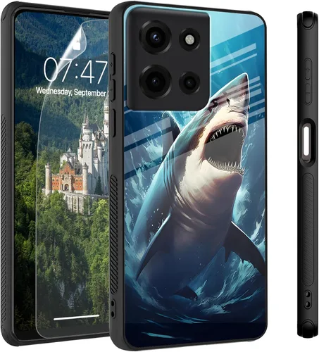 Vista 90 de Funda para Motorola Moto Edge 2022, cubierta trasera de vidrio templado con protector de pantalla, funda protectora a prueba de golpes para Motorola