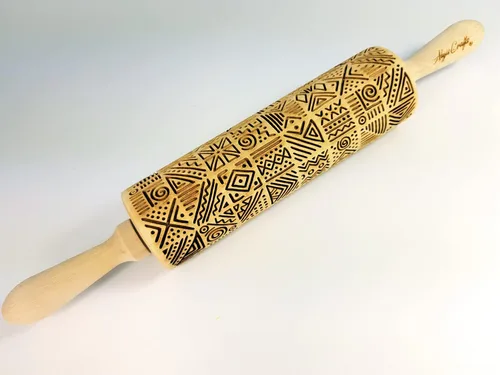 Vista 2 de Rodillo de relieve AFRICA con patrón tribal para galletas y cerámica de Algis Crafts
