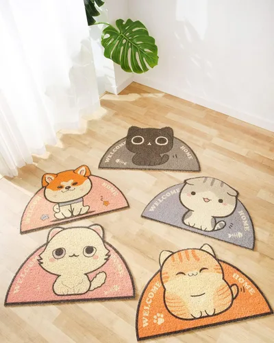 Vista 7 de Tapete de arena para gatos y mascotas, de 23.6 x 15 pulgadas, a prueba de agua, de PVC, lindo, tapete de alimentación antideslizante, fácil