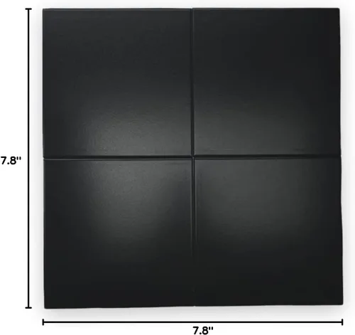 Vista 6 de Tenedos Azulejo de porcelana negro mate de 8 x 8 para uso en suelos y paredes, caja de 4 azulejos que cubren 1.7 pies cuadrados, ideal para paredes