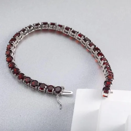 Vista 3 de Supermodel Pulsera de tenis clásica de plata de ley 925 de 0.197in con citrino natural Siwss azul topacio peridoto bhodolita amatista para mujer