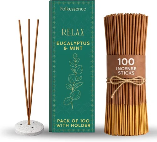 Vista 6 de Folkulture Varillas de Incienso - Juego de 100 con Soporte Varillas de Incienso Navideñas para Meditación, Espiritual, Limpiar Energía Negativa