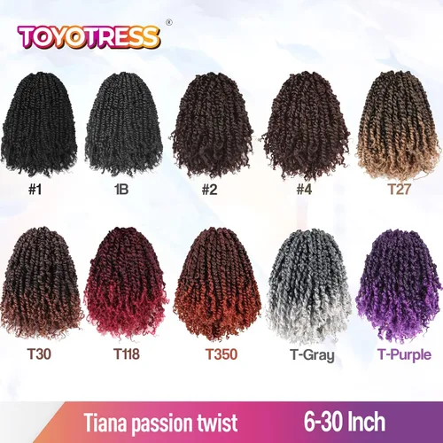 Vista 5 de TOYOTRESS Tiana Passion Twist Hair – 6 pulgadas, 2 piezas de trenzas de ganchillo pretrenzadas color negro natural, extensiones de cabello sintético