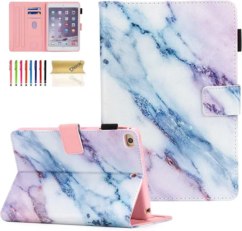 Vista 18 de Dteck Funda para iPad mini 5/4/3/2/1 - [Diseño de flores en relieve] Funda tipo folio clásica