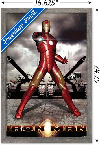 Vista 3 de Trends International Marvel Cinematic Universe - Iron Man - Póster de pared de tanques 14725 x 22375 pulgadas versión enmarcada en madera de granero