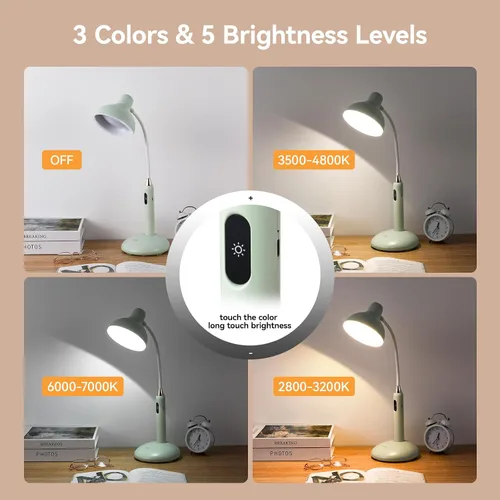 Vista 2 de VAVOFO lámpara de escritorio de control táctil inalámbrico 6788-2700-7000K temperatura de color, 700LM, lámpara LED para el cuidado de los ojos