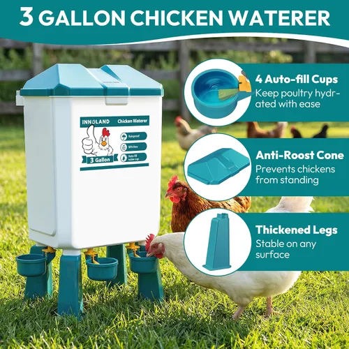 Vista 11 de INNOLAND Chicken Feeder and Waterer Set - 3 Gallon/26.5 Pounds