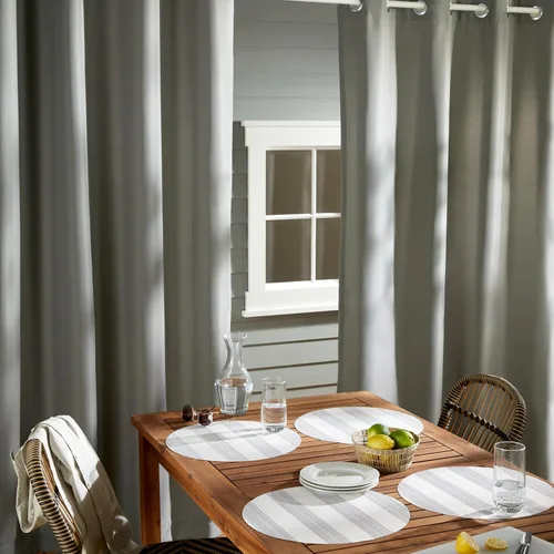 Vista 214 de TOWN & COUNTRY BASICS Cabana Cortinas Sólidas de Peso Pesado para Interiores y Exteriores, Opacidad de Filtrado de Luz con Parte Superior de Ojales