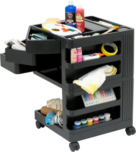 Vista 9 de Kubx - Organizador de almacenamiento móvil giratorio de 4 lados con tapa de cristal, múltiples compartimentos