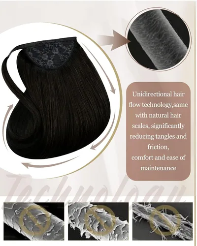 Vista 17 de Hetto . Extensiones de cabello humano rizado con clip, color #1 negro azabache, extensiones de cabello humano ondulado natural para cabeza completa