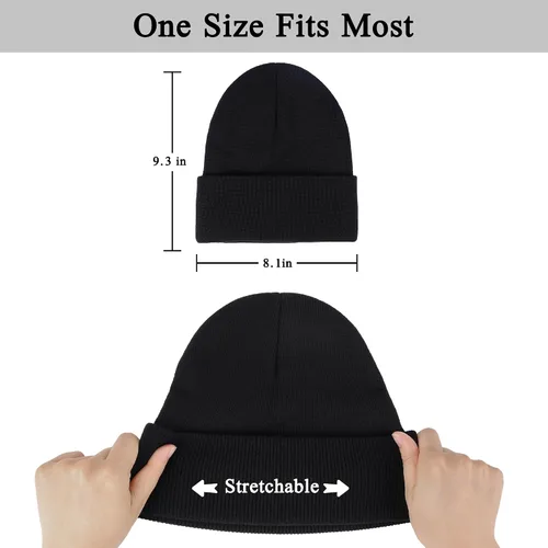 Vista 4 de Voilipex Paquete de 3 gorros de punto unisex para invierno, cálidos, con puños, acanalados, con calavera, sombrero de trineo para mujeres y hombres