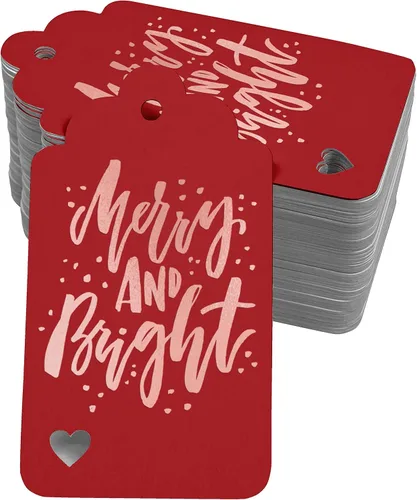 Vista 7 de Etiquetas colgantes con texto en inglés "Merry and Bright" (50 unidades)