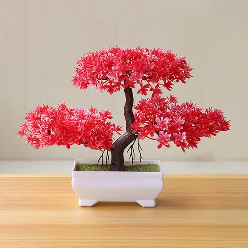 Vista 9 de Árbol bonsái artificial simulación planta en maceta oficina sala de estar decoración del hogar verde