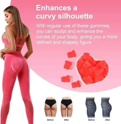 Vista 6 de Laicuherb BBL - Gomitas para mujer Curves-Berry Flaovr Booty Gummies con vitamina A, C, B6, 60 unidades de mezcla de hierbas en forma de oso