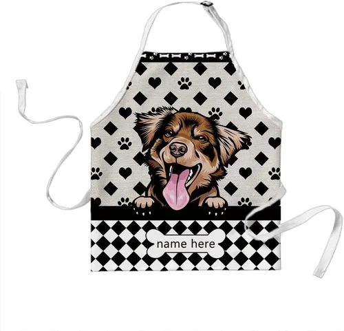 Vista 15 de Delantal de aseo de perros de lunares personalizado lindo perro Airedale, rojo (Airedale)