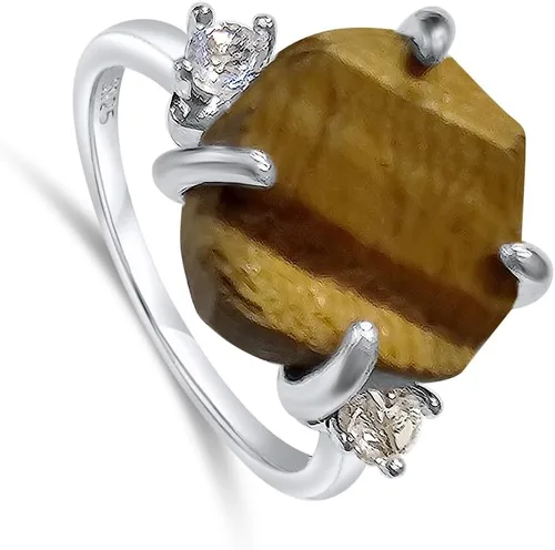 Vista 9 de Anillo de cristal crudo real con piedra natal, plata de ley, oro blanco, regalo de joyería para ella, regalo de Navidad, Día de la Madre