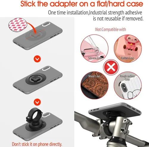 Vista 6 de Soporte de teléfono para manillar de bicicleta con hebilla de 4 puntos, abrazadera universal para scooter, bicicleta eléctrica, MTB Adaptador