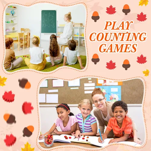 Vista 3 de 60 unidades de borradores grandes de otoño para niños de 0.7 y 0.8 pulgadas, hojas de arce de bellota, divertidos borradores de otoño para aula