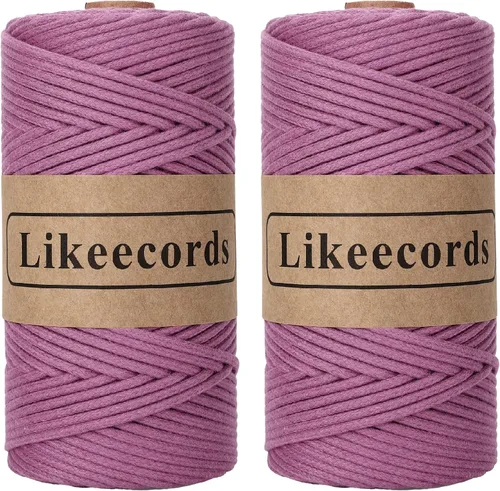 Vista 36 de Cordón de algodón trenzado de 0.11 pulgadas x 109 yardas, cuerda de algodón para macramé natural, estilo bohemio, para colgar plantas hechas a mano